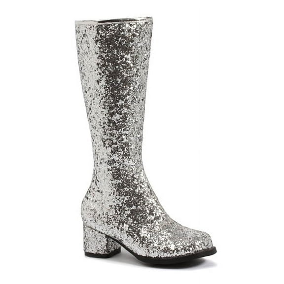 Girls Silver Glitter Go-Go Boots