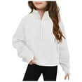 thumbnail image 1 of Girls Size 14 Clothes Teenage Girl Clothes Girls' 1/4 Zipper Sweatshirts Casual Long Sleeve Pullover Tops Cute Half Zipper Sweater Thumb Hole White 9-10 Years, 1 of 4