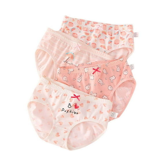 Girls Size 6 Underwear Cute Prints Overlocked Seams Sleepwear Underwear Everyday Use Girls' Underwear Pack of 4 Light M