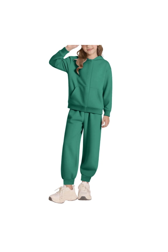 Girls Size 7 Clothes Girls Outfits Size 10-12 Girls 2 Piece Outfits Hoodie Sweatsuit Sets Zipper Oversized Sweatshirt and Baggy Fall Fashion Sweatpant with Pockets