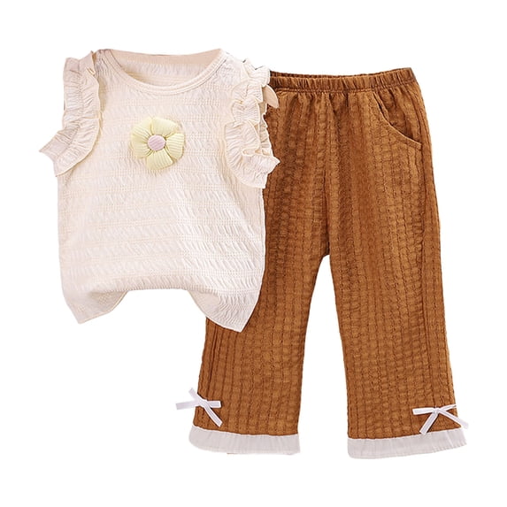 Girls Size 8 Summer Clothes Girls 2 Piece Outfits Sleeveless Tank Tops Long Wide Leg Pants Set Sweatsuits