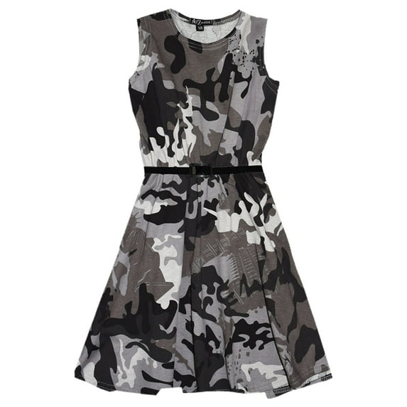 Girls Skater Dress Kids Designer's Camouflage Print Summer Party Dresses 5-13 Yr