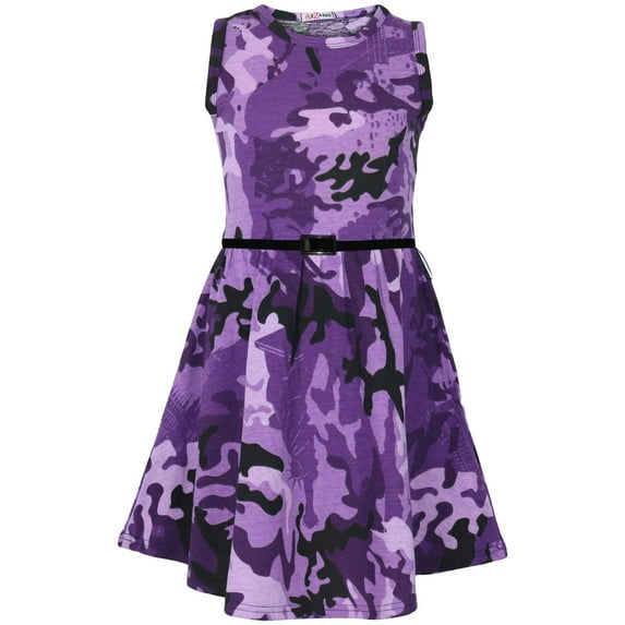 Girls Skater Dress Kids Designer's Camouflage Print Summer Party Dresses 5-13 Yr