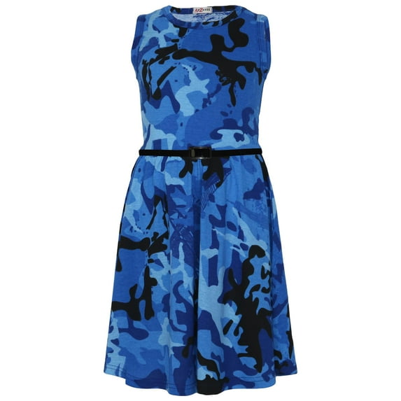 Girls Skater Dress Kids Designer's Camouflage Print Summer Party Dresses 5-13 Yr