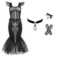 thumbnail image 1 of Girls Skeleton Mermaid Costume Dress Halloween Princess Cosplay Outfit for 2-8Y, 1 of 6