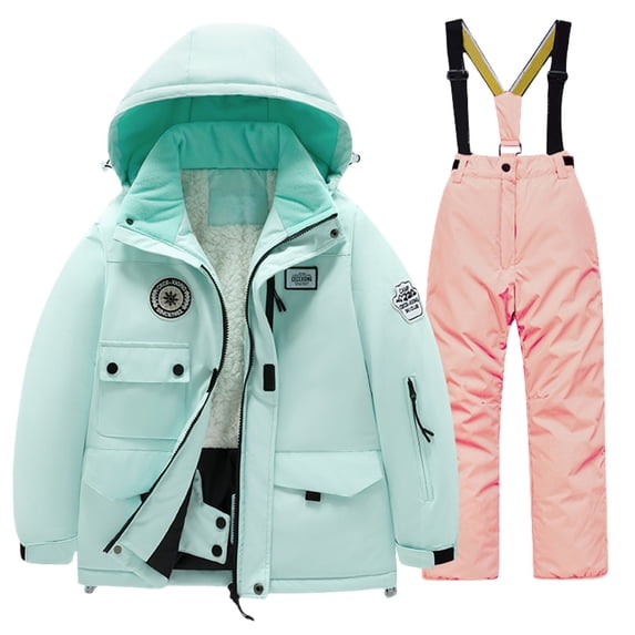 Girls Ski Jackets and Sno𝐰 Pants Set Windproof Waterproo𝐟 Insulated Snowsuit Winter Warm Snowboarding Sno𝐰 Coat Puffer Jacket