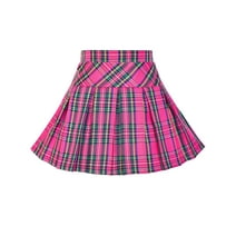 Girls Skirt Back School Uniform Pink Tartan Skirt 7-8 Years