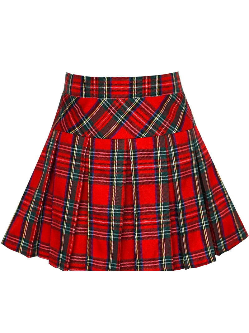 Girls Skirt Back School Uniform Red Tartan Skirt Years