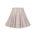 thumbnail image 1 of Girls Skirt Beige Grid Checks Plaid Pleated School Tennis Mini Casual 6 Years, 1 of 8