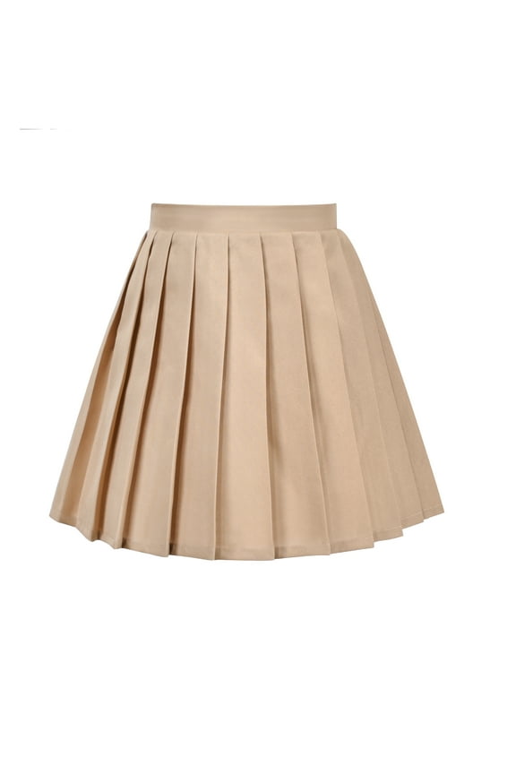 Girls Skirt Beige Pleated School Uniform Daily High Waist Elastic Tennis 13-14 Years