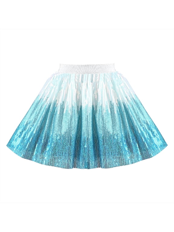 Girls Skirt Blue Gradient Elastic Sequin Tutu Ballet 2-3 Years
