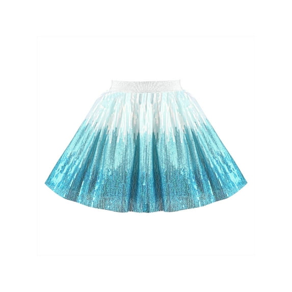 Girls Skirt Blue Gradient Elastic Sequin Tutu Ballet 7-8 Years