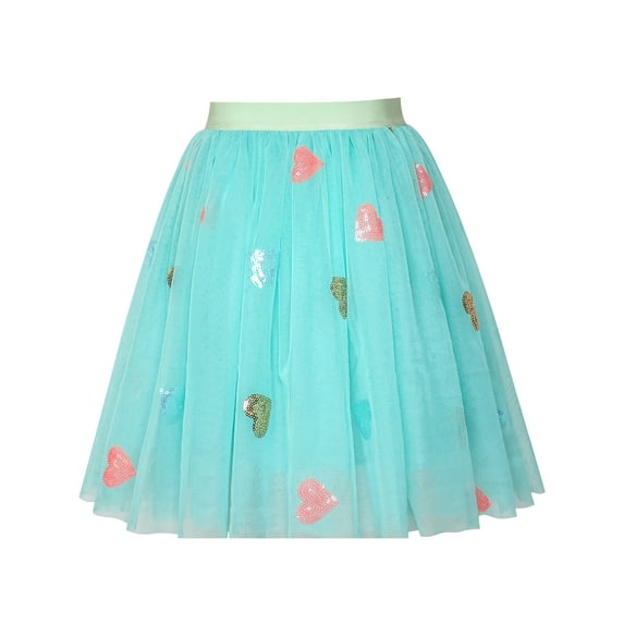 Girls Skirt Blue Heart Sequins Sparkling Tutu Dancing 7-8 Years
