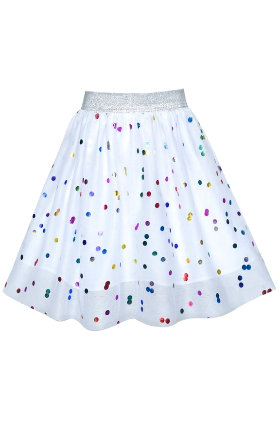 Girls Skirt Colorful Sequins Sparkling White Tutu Dancing 2-3 Years