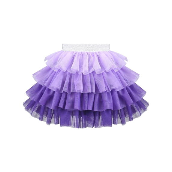 Sunny Fashion Girls Skirt Lavender Ruffle Tulle Tier Gradient Ballet Dance Performance 6 Years