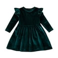 thumbnail image 1 of Girls Skirt Long Sleeve Dresses Solid Color Princess Kids Dress(100 18-24 Months,Green), 1 of 4