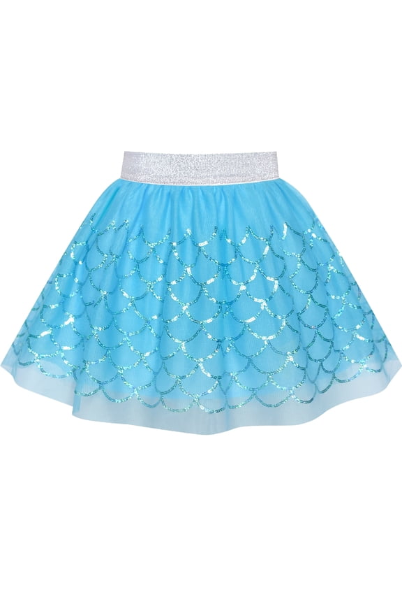 Girls Skirt Mermaid Blue Sequins Party 2-3 Years