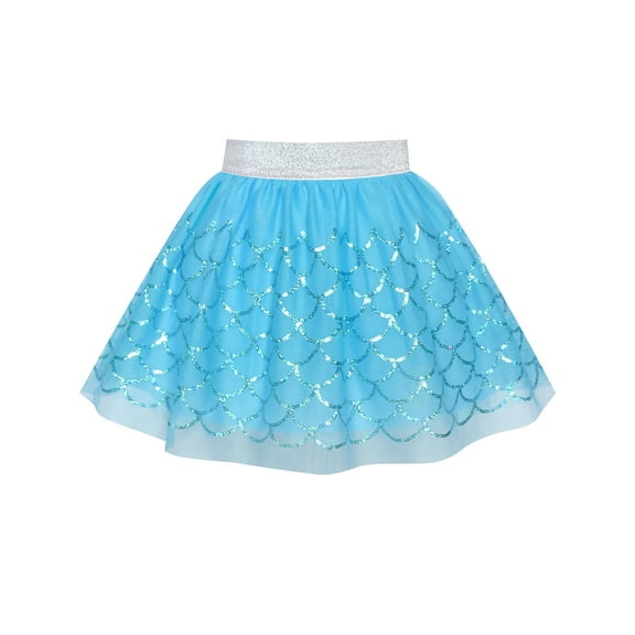 Girls Skirt Mermaid Blue Sequins Party 4-5 Years