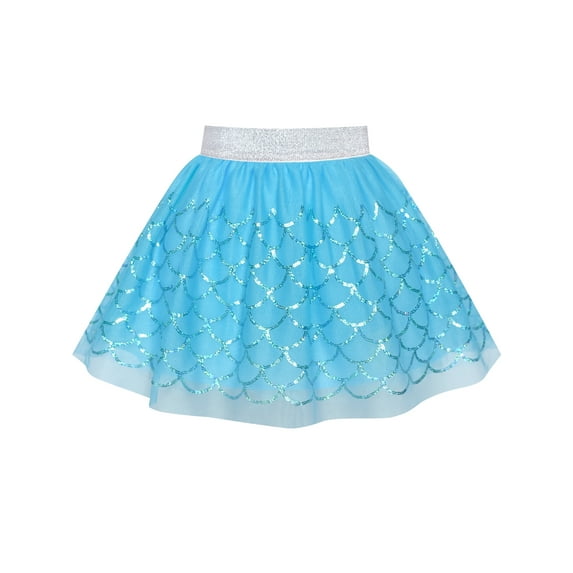 Girls Skirt Mermaid Blue Sequins Party 4-5 Years