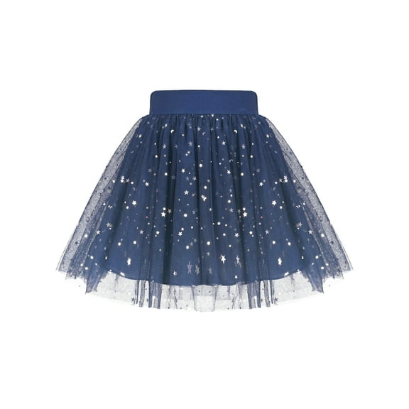 Girls Skirt Navy Blue Moon Star High Waist Sparkling Tutu Dance Tulle 11-12 Years