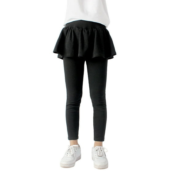 Girls Skirt Pants Ruffle Tutu Thick Lined Tight Ankle Length Pantskirt Stretchy Bottom Leggings Black 4-5 Years