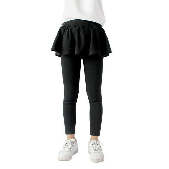 Girls Skirt Pants Ruffle Tutu Thick Lined Tight Ankle Length Pantskirt Stretchy Bottom Leggings Black 4-5 Years