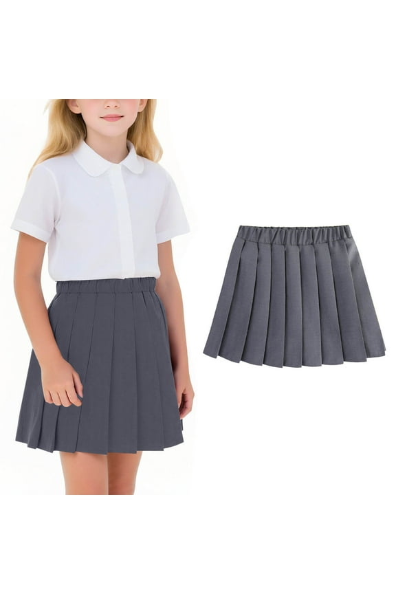 Girls' Skirt Pleated Skirt Lined Skort College Style School Uniform Skirt for Girls 2-17Y