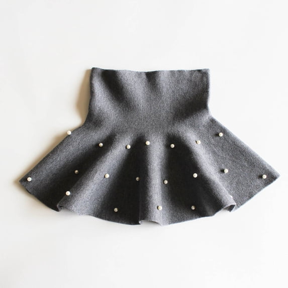 Girls' Skirt Pleated Skirt Pearl Accessories Solid Color Short Skirt Ruffled Skirt for Girls 3-13Y