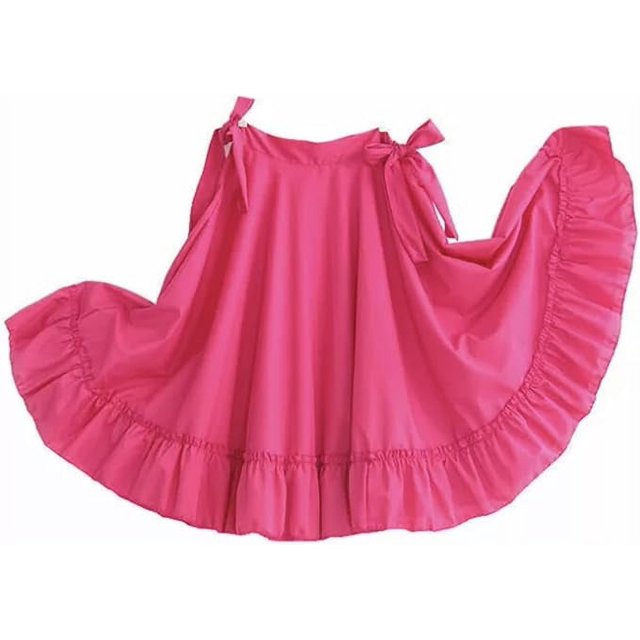 Girls Skirt Practice Folklorico Mexican Flamenco Falda Doble Vuelo