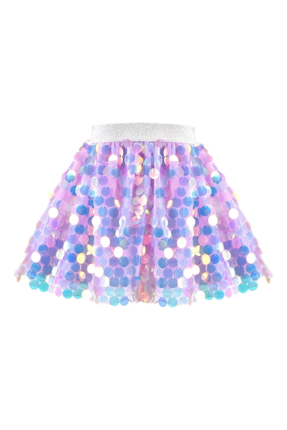 Girls Skirt Purple Mermaid Sparkly Sequin Tutu Party Ballet Dance 4-5 Years