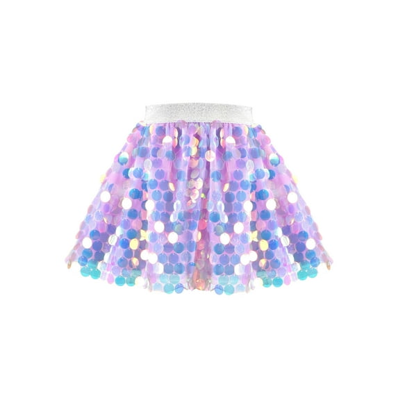 Girls Skirt Purple Mermaid Sparkly Sequin Tutu Party Ballet Dance 7-8 Years