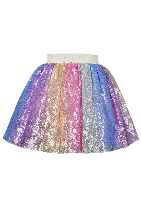 Girls Skirt Rainbow Unicorn Sequin Sparkling Tutu Dancing 9-10 Years