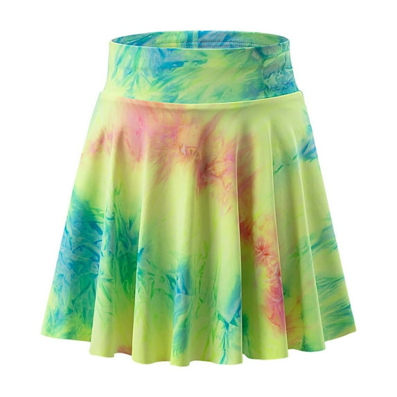 Girls Skirt Spring Summer Tie Dye Skirt Pants With Running Tennis Pocket Sport Skirts Girls Green 15 Years-16 Years