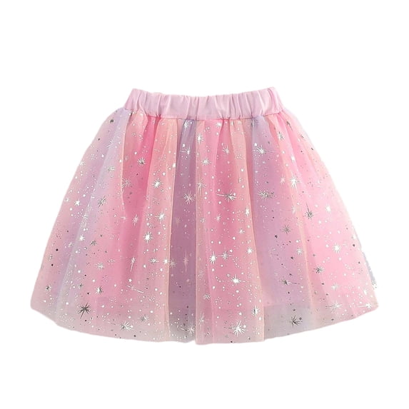 Girls Skirt Tutu Layered Party Dress Ballet Performance Twirl Flare Mini Dance Outfit for Kids Pink 4 Years-5 Years