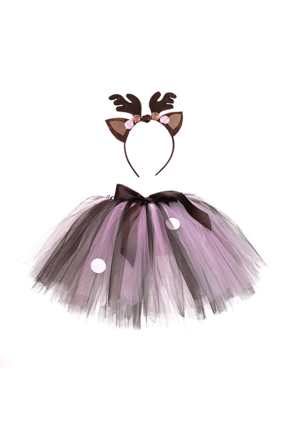 Girls Skirt Tutu for Toddler Carnival Deer Tutu Skirt Dress Cartoon Mesh Short Skirt for Kids Party Summer Skirts 6-7 Years