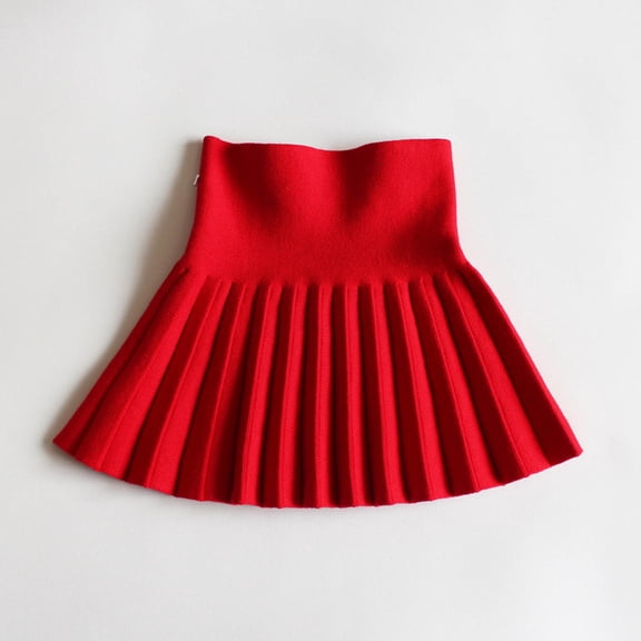 Girls' Skirt Winter Pleated Skirt Solid Color Short Skirt Ruffled Skirt for Girls 3-15Y