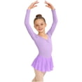 thumbnail image 1 of Girls Skirted Leotard Ballet Dance Dress Long Sleeve V-Neck Chiffon Skirt Purple Kids 3-15 Years,Size 11-12 T, 1 of 6
