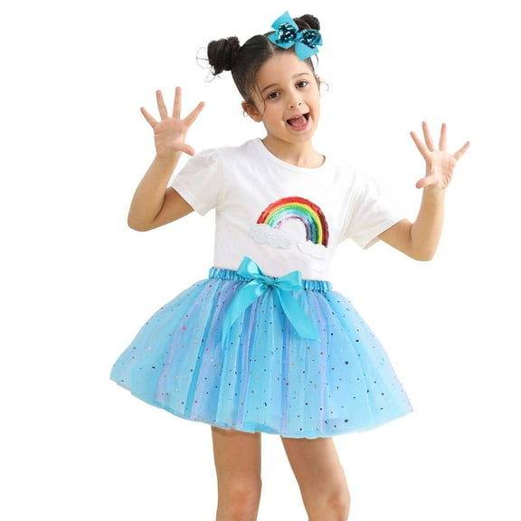 Girls Skirts Ballet Mesh Tutu Skirt Gradient Color Fluffy Children Party Dance Tutu Skirts Size 2 Y-4 Y