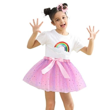 Girls Skirts Ballet Mesh Tutu Skirt Gradient Color Fluffy Children Party Dance Tutu Skirts Size 2 Y-4 Y