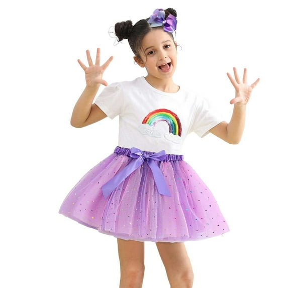 Girls Skirts Ballet Mesh Tutu Skirt Gradient Color Fluffy Children Party Dance Tutu Skirts Size 9 Y-11 Y