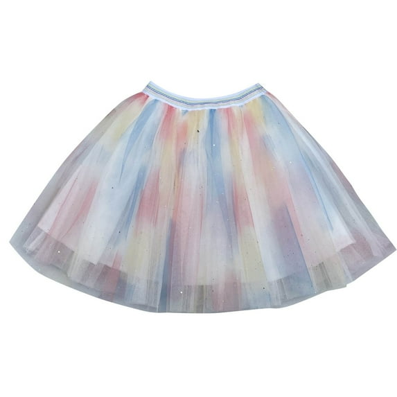 Girls Skirts Dreamy Ballet Mesh Tutu Skirt Gradient Color Fluffy Children Party Dance Tutu Skirts Size 5 Y-6 Y