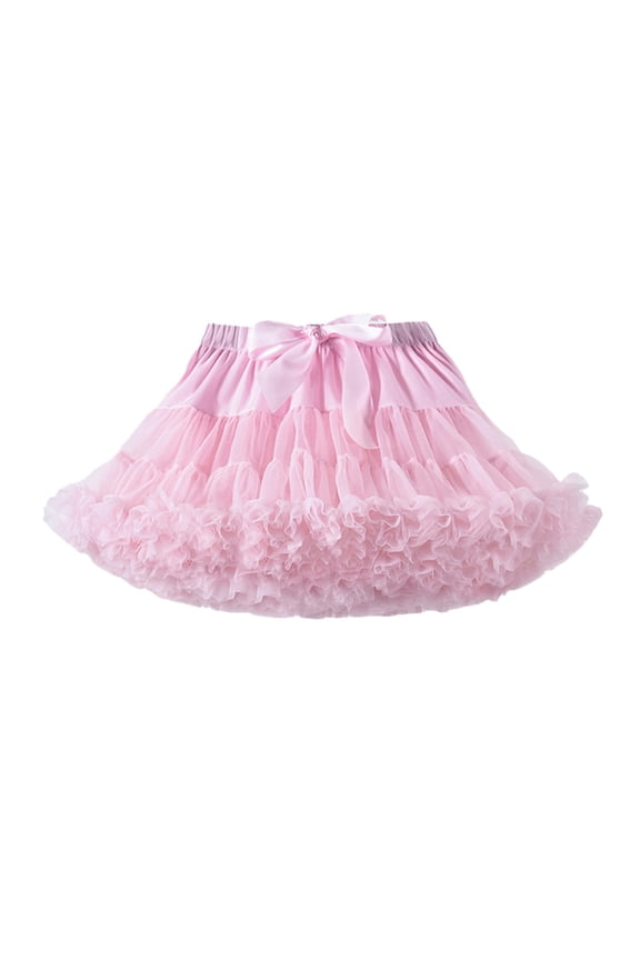 Girls Skirts Elastic Chiffon Petticoat Puffy Tutu Tulle Skirt Princess Ballet Dance Pettiskirts Underskirt Multi-Layer PK1 9-12 Years