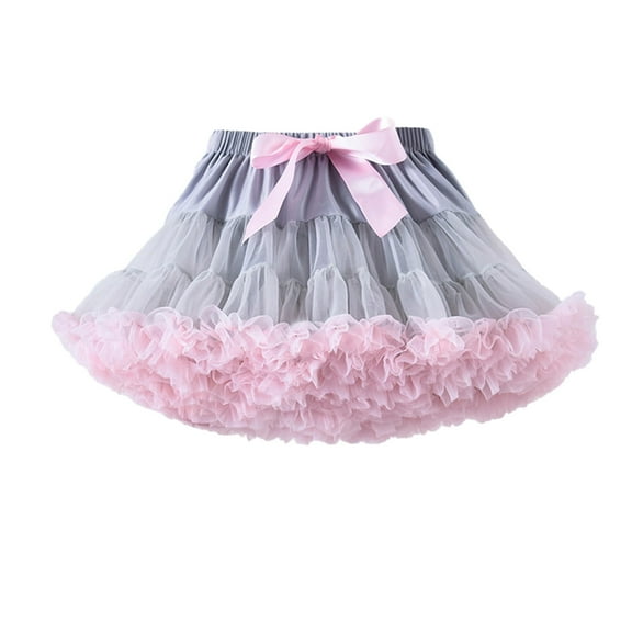 Girls Skirts Elastic Chiffon Petticoat Puffy Tutu Tulle Skirt Princess Ballet Dance Pettiskirts Underskirt Multi-Layer PK3 9-12 Years