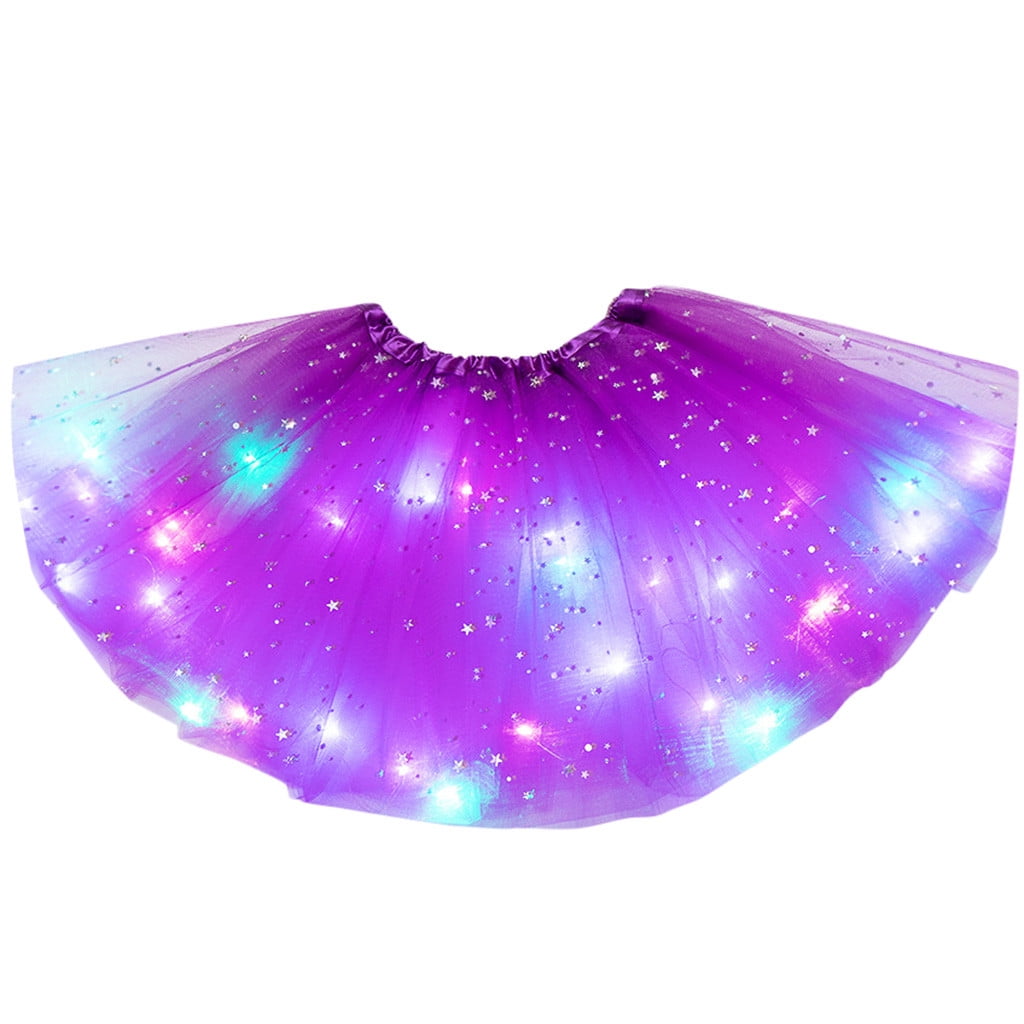 Girls Skirts Kids Baby Sequin Tutu Skirts LED Light Up Petti Ballet Clothes Skirt