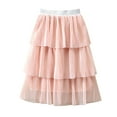 thumbnail image 1 of Girls Skirts Kids Three Seersucker Press Pleated Solid Color Mesh Half Skort Princess Wind Short Skirt Size 4-5 Y, 1 of 6