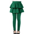 thumbnail image 1 of Girls Skirts Leggings School Uniform Pants with Ruffle Skirts Stretch Warm Leggings Dance Casual Wear Winter Leggings Green 12Y, 1 of 8