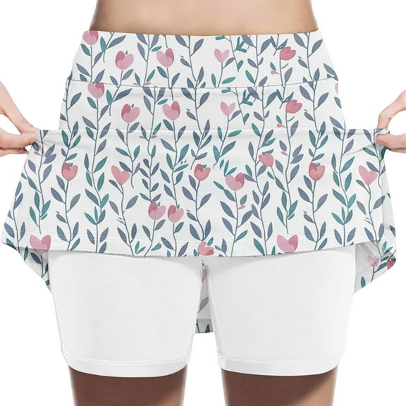 Girls' Skort Sports Tennis Skirt Solid Color Loose High Waist A-line Skirt for Girls 2-12Y