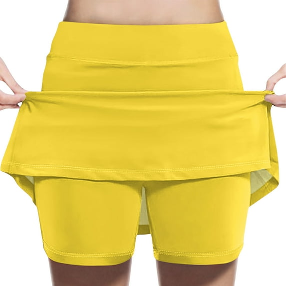 Girls' Skort Sports Tennis Skirt Solid Color Loose High Waist A-line Skirt for Girls 2-12Y