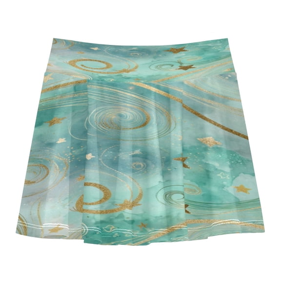Girls' Skorts Elastic Waist Skorts with Inner Shorts Athletic Workout Shorts Skirts Beautiful Swirling Lines Small