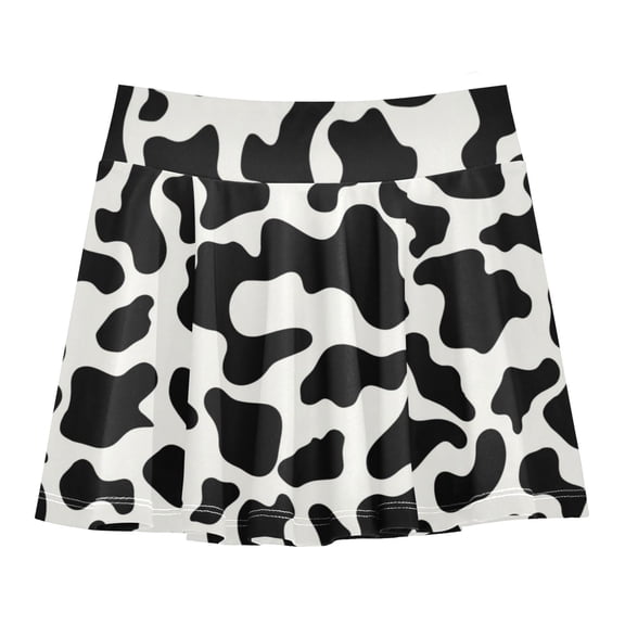 Girls' Skorts Elastic Waist Skorts with Inner Shorts Athletic Workout Shorts Skirts Black Teardrop Pattern X-Small